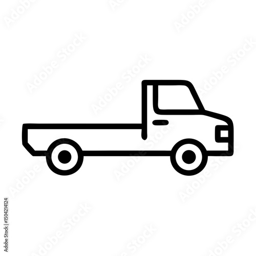 Flatbed Pickup Truck Line Icon Vector Outline Illustration