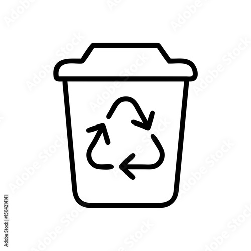 Recycling Bin Outline Icon for Eco and Waste Management Concepts