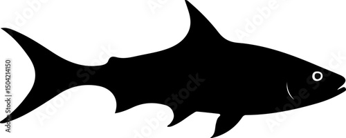 Cobia Fish Silhouette: Vector & Icon for Design, Marine Life & Fishing Themes, and Educational Resources.