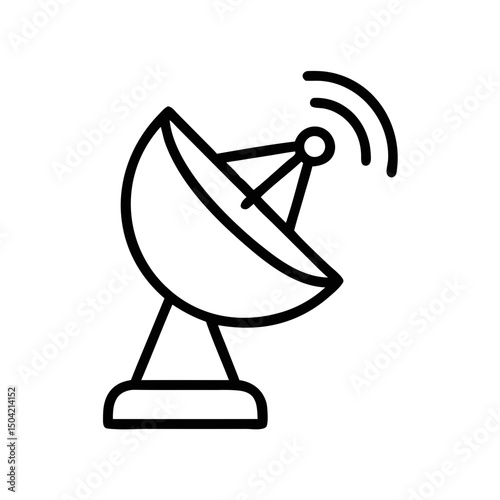 Satellite Dish Outline Icon for Communication and Signal Transmission Concepts