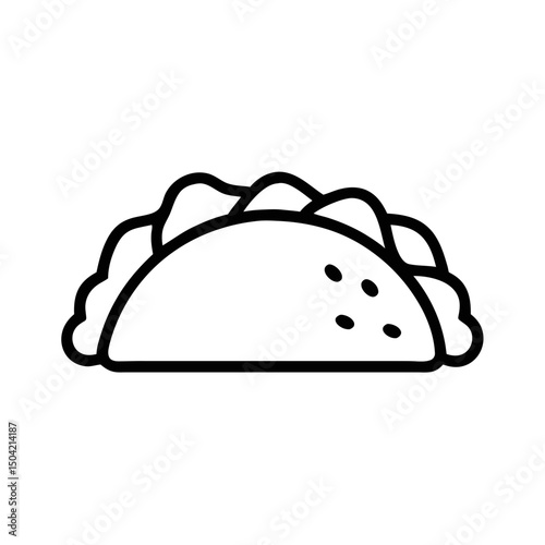 Taco Outline Icon Vector Illustration for Mexican Food and Restaurant Design