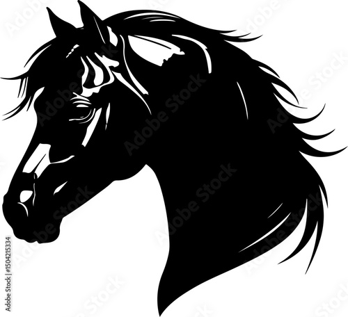 Powerful Arabian Horse Head Silhouette: Elegant & Dynamic Equine Art
