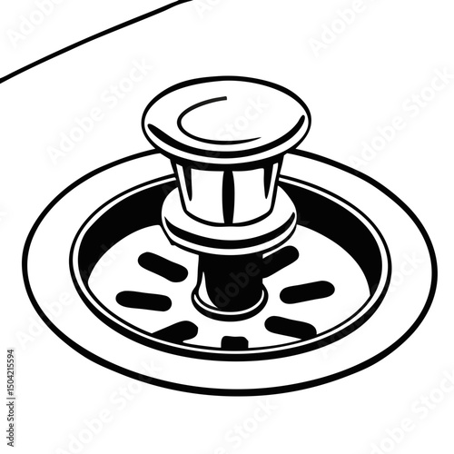 Sink stopper in clean design with straight lines and shapes  