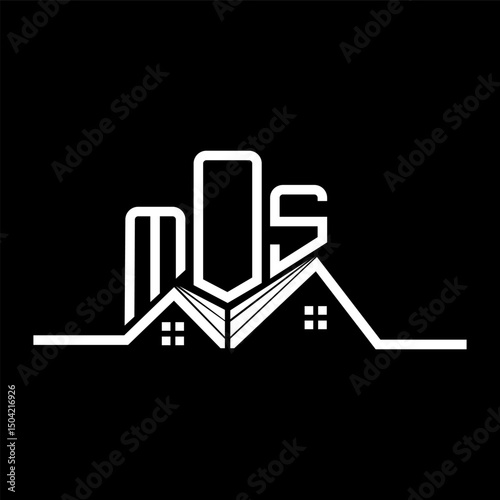 MOS Real State logo design, MOS simple and modern logo. MOS luxurious alphabet design