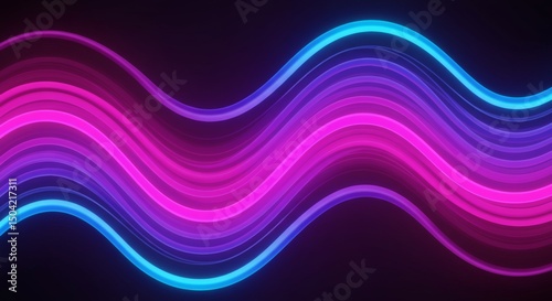 Abstract Neon Wavy Lines in Vibrant Pink, Purple, and Blue Colors