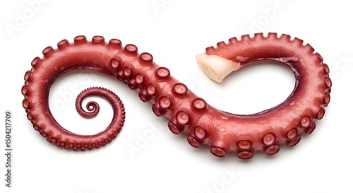 Cooked Octopus Tentacle Isolated on White Background