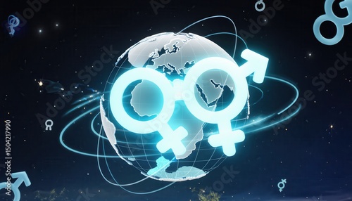 Global Concept of Gender Symbols Representing Equality in a Cosmic Background