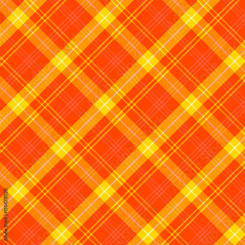 Colorful plaid repeat pattern for summer.Checkered tartan seamless pattern in orange and yellow.Geometric graphic vector illustration background design for fabric and prints.
