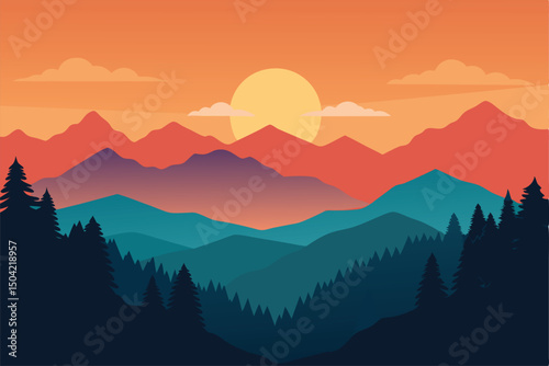 mountain landscape with fog