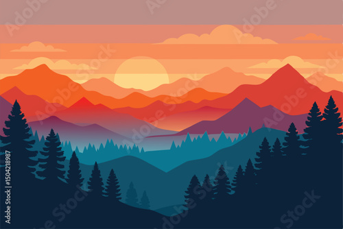 sunset in mountains