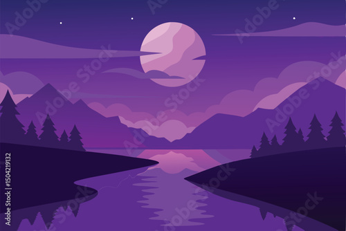 night landscape with moon