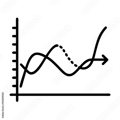 Line graph with multiple trends shown in black and white style  