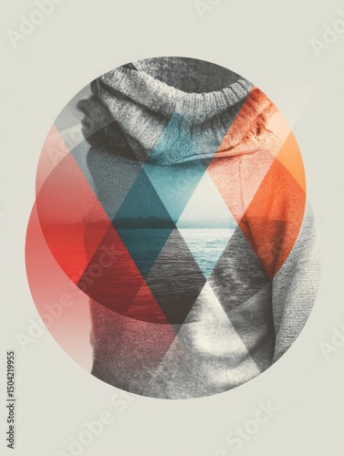 Stylized Logo Featuring Clothing Textures and a Middle Fade-Out Effect Representing Fashion and Relaxation by the Water