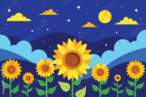 sunflowers and moon