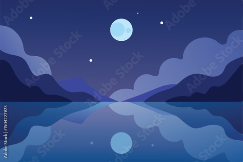 night landscape with moon