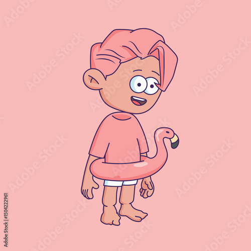 Cartoon-style character illustration with a bored or tired expression.