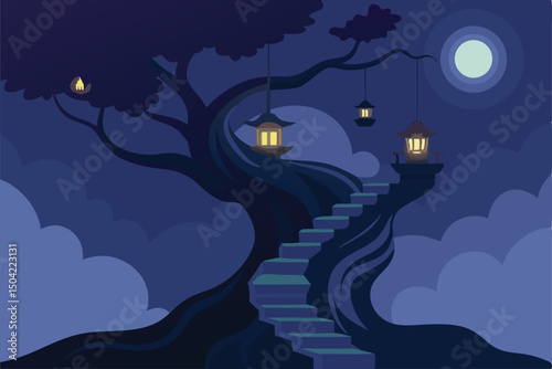 halloween background with moon and bats