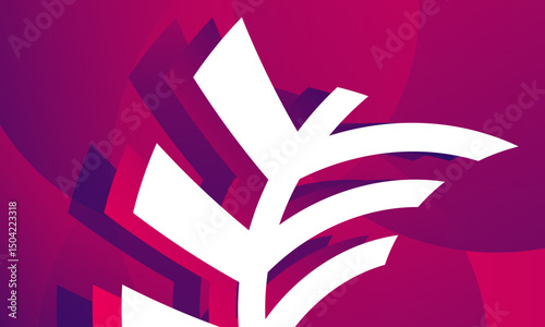 3d shape abstract with pink blue gradient background illustration design