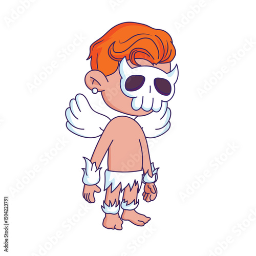 Cartoon-style character illustration with a bored or tired expression.