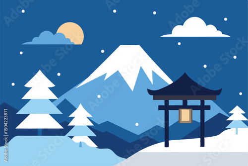 winter landscape vector illustration