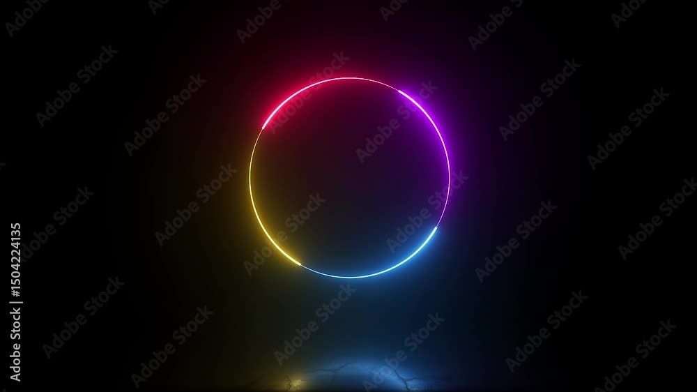 neon sphere, spiral loop border frame, optical rays, multi colors, swirling stripes, and progress effects for disco visuals
