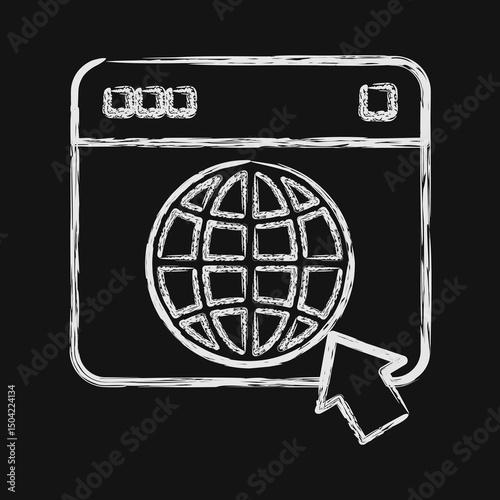 Icon browser. Internet network elements. Icon in chalk style.
