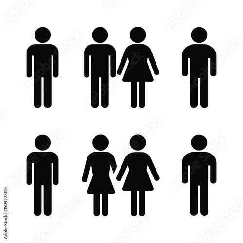 Male and Female Silhouette People Icons