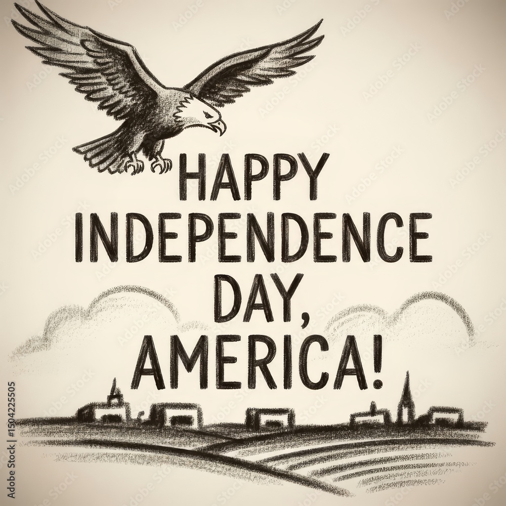 Obraz premium An eagle flies over an American landscape.