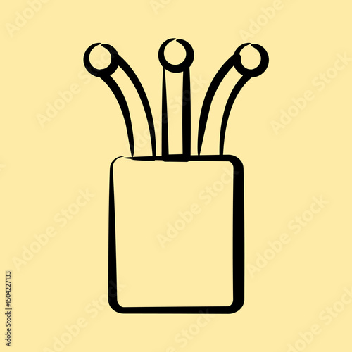 Icon optical fiber. Internet network elements. Icon in hand drawn style.