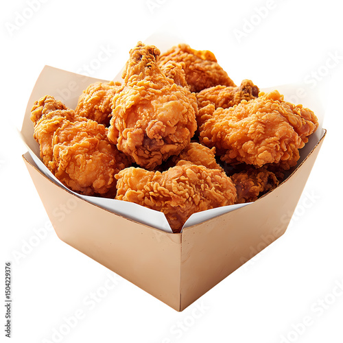 Crispy Fried Chicken Basket isolated on transparent background