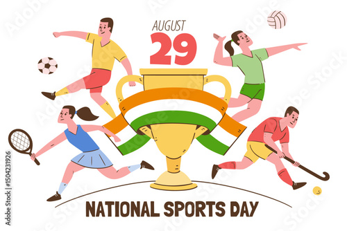 Cute cartoon sports vector illustrations, athlete character paintings, ball game promotional posters, fitness and healthy life