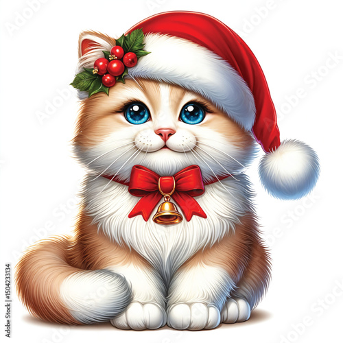 Christmas Cat with Santa Hat