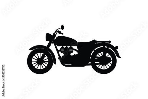 Old Motorcycle silhouette on white background
