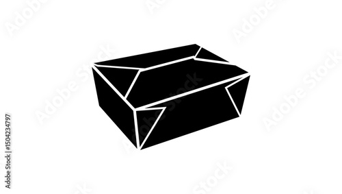 food box symbol,  black isolated silhouette