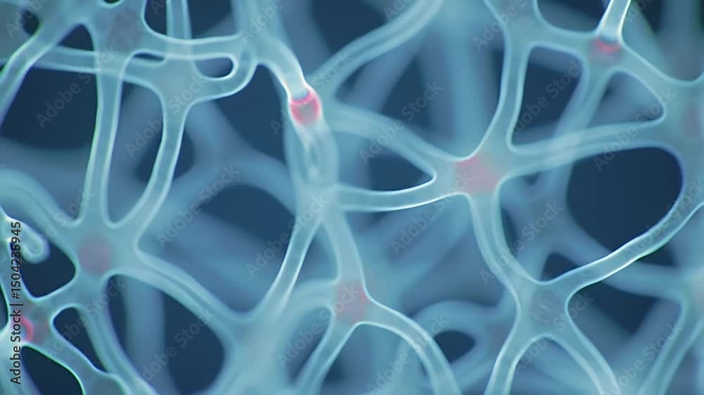 Detailed Light Blue Neuron Cells with Red Spots on Dark Blue Background Perfect for Medical and Scientific Visualizations Detailed Light Blue Neuron Cells with Red Spots on Dark Blue Background Perfect for Medical and Scientific Visualizations