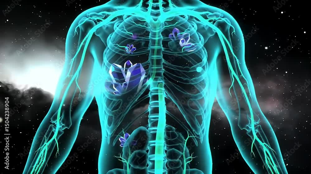 Light Blue Human Torso Internal Organs Animation Displaying Human ...