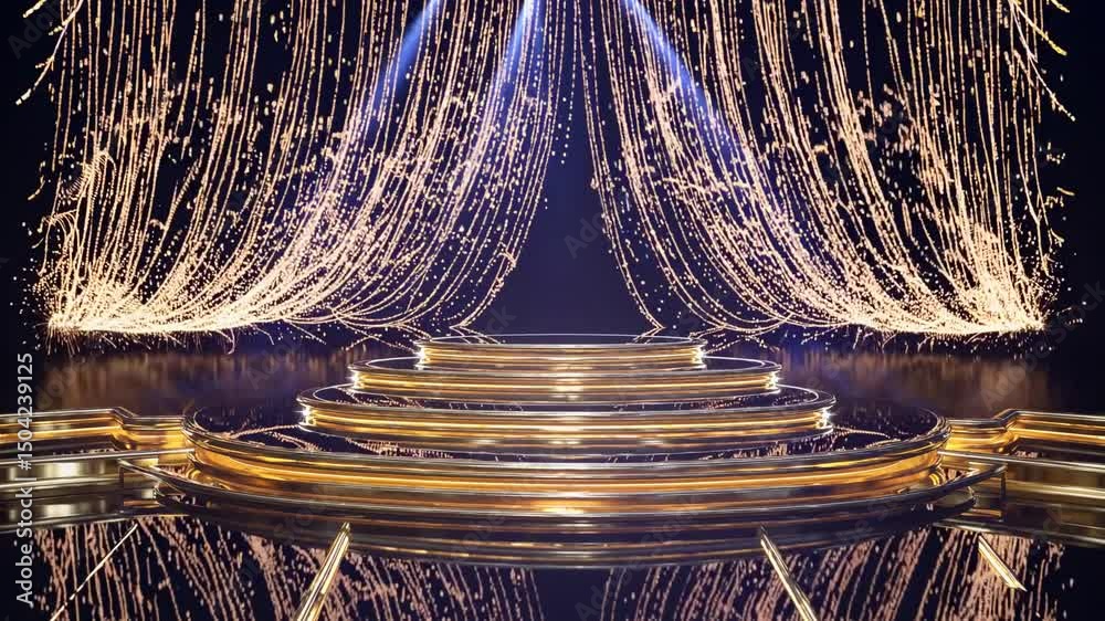 Dazzling award ceremony stage with sparkling lights and decorations  