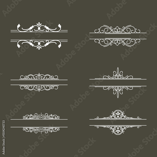 Elegant Vintage Ornamental Frame Vector Set with Decorative Patterns