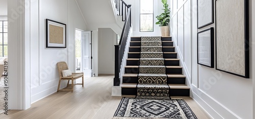 Elegant Black and White Staircase Interior Design