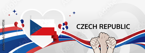 Czech Republic Independence Day modern greeting banner. 28 October Happy National Day. Festive horizontal background with flag colors, great for carnival poster, tourism campaign, holidays flash sale