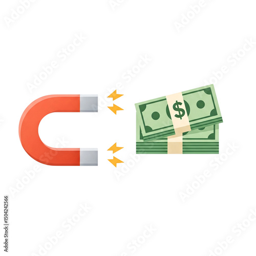 Magnet attracts money icon isolated on transparent background