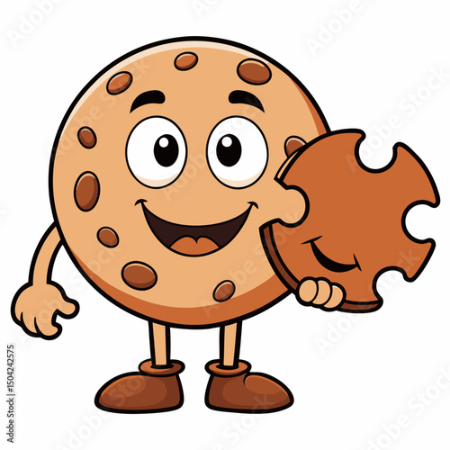 A cute cartoon vector illustration of sweet chocolate chip cookies, yellow cheese, and brown dessert snacks with an animal design