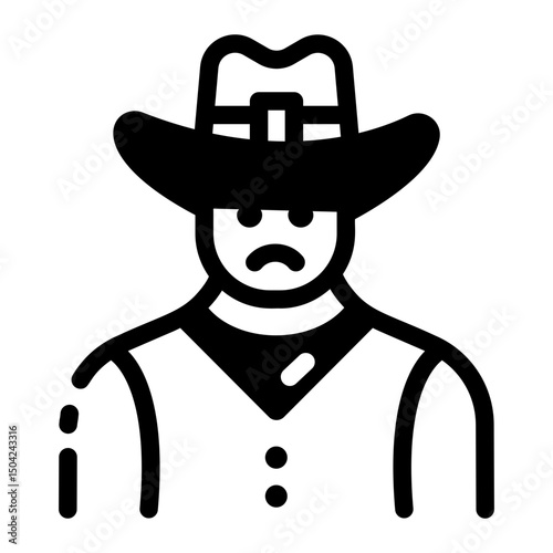 An outline style icon of a casino cowboy

