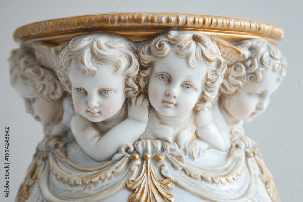 Obraz premium Stone angel statue, a religious sculpture with wings