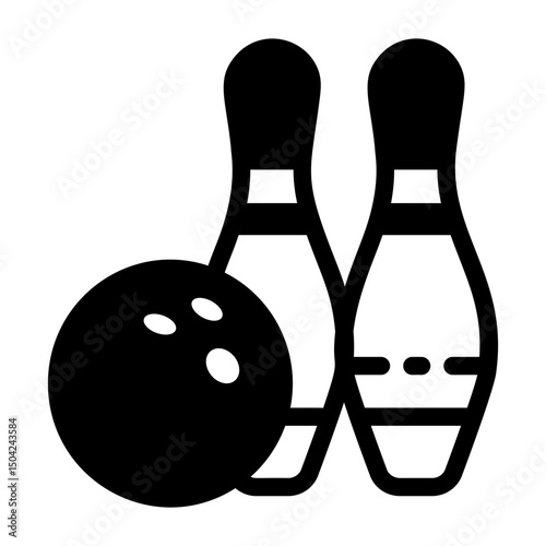 A linear icon of a bowling game 
