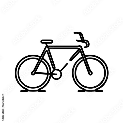 Black line vector icon of a bicycle in minimal flat design.
