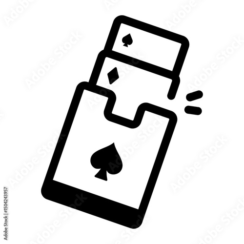 A linear style icon of a card deck
