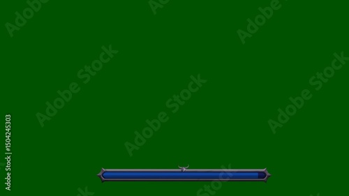 Fantasy Game Loading Bar Animation with Dark Themed UI on Green Screen