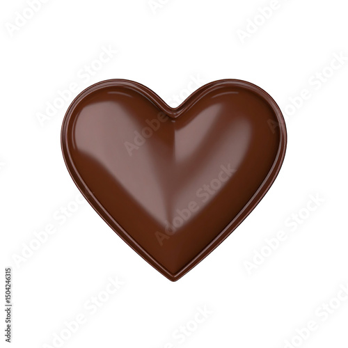 reflective brown chocolate heart isolated on transparent background, png