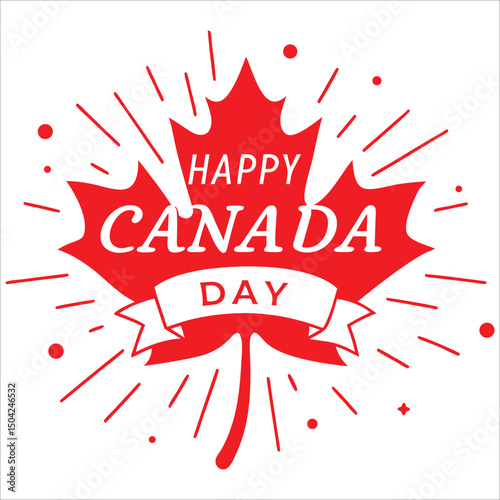 Maple Leaf & Fireworks Design Dynamic Canada Day illustration featuring patriotic elements. Ideal for event promotions and digital campaigns